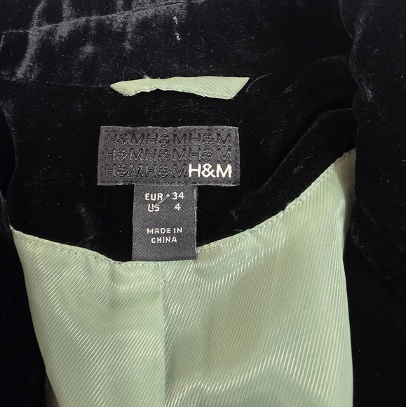 H&M Velvet silk blend blazer jacket party size 4 - Picture 3 of 9